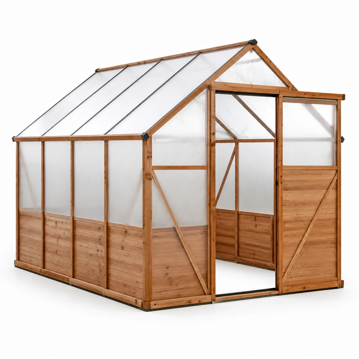 Serre en bois et polycarbonate ondulé