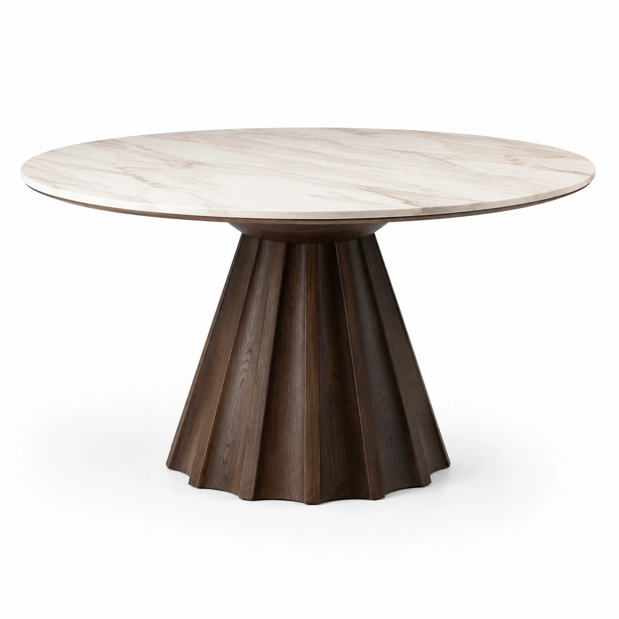 Table ronde en marbre et bois massif 120 cm