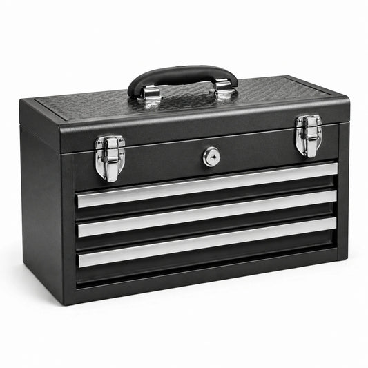 Boîte à outils en métal avec 4 tiroirs verrouillables noir