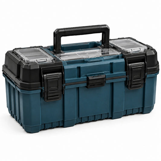 Boîte à outils en plastique avec couvercles en polycarbonate, bleu et noir, 52cm