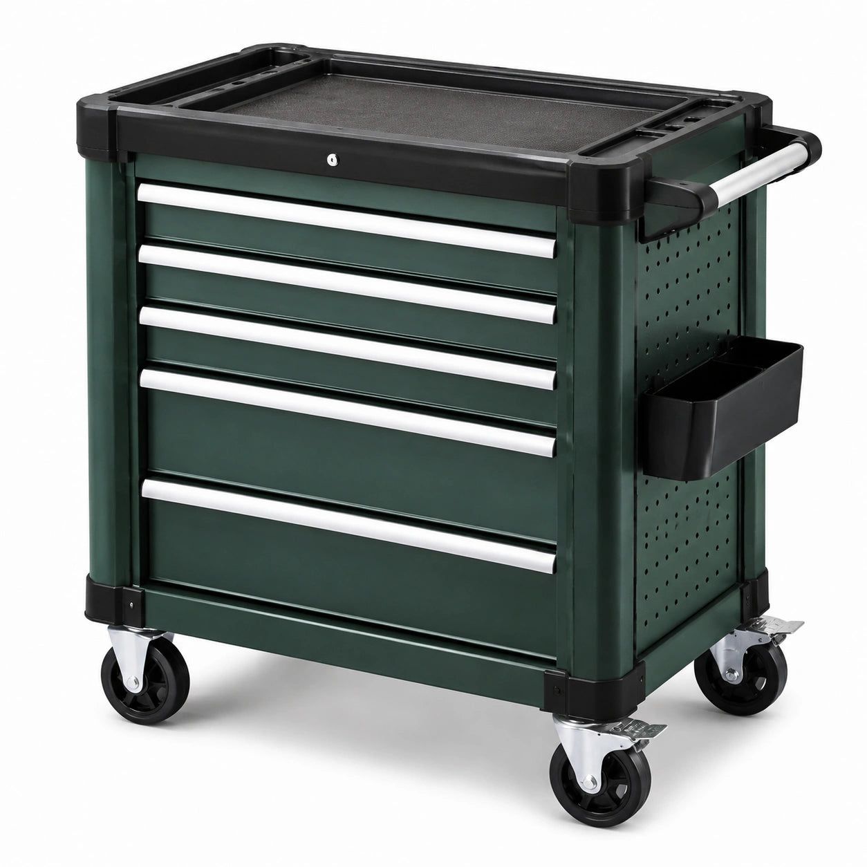 Chariot à outils en métal avec 6 tiroirs vert et argent