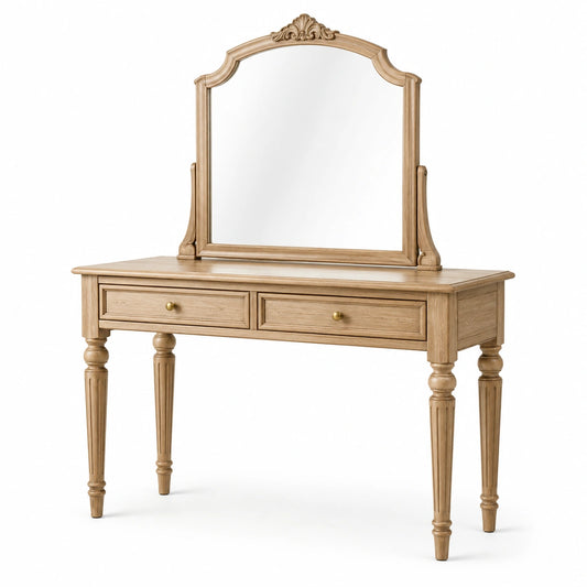 Coiffeuse en bois avec miroir et tiroirs 120x50x145 cm